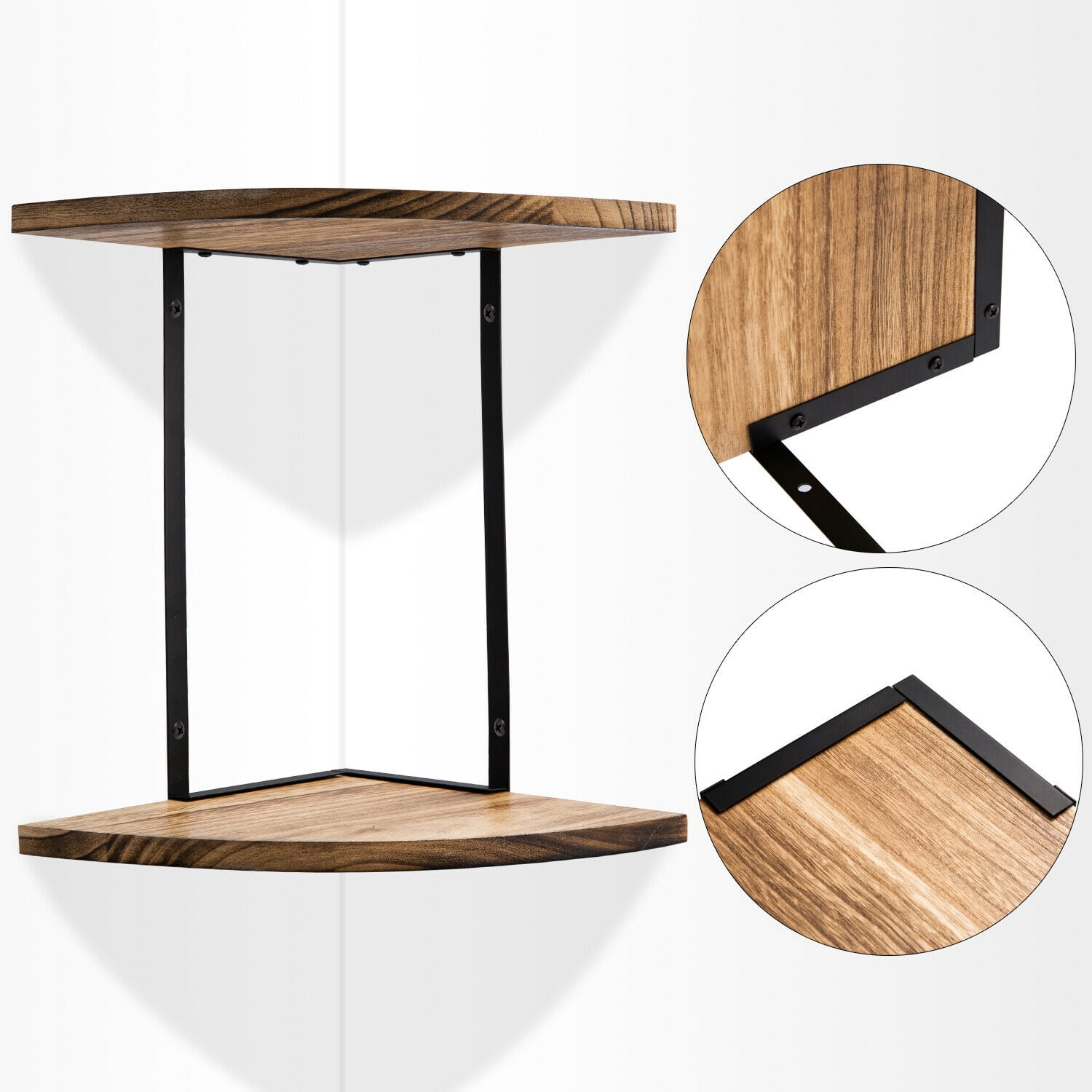 Arc bookshelf 2 Tier Wood Storage Shelf Industrial Wall Shelves Wall