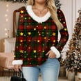 thumbnail image 5 of larppty Christmas Party Tops for Women with V Neck Santa Printed 2025 Fur Trim Long Sleeve Trendy Xmas Blouse (Black, S), 5 of 8