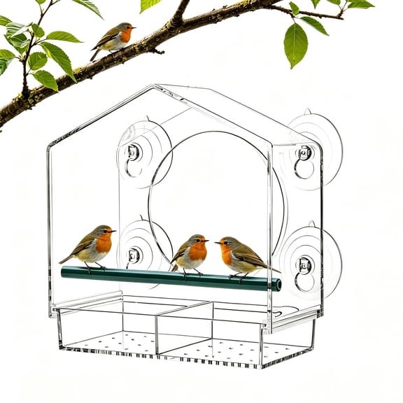 GUCHO Window Bird Feeder with 4 Extra Strong Suction Cups, Sturdy and Durable Acrylic Bird Feeders for Viewing Wild Bird Outside, as a Bird Watching Gift, Outdoor Bird Feeder, and Garden Decor