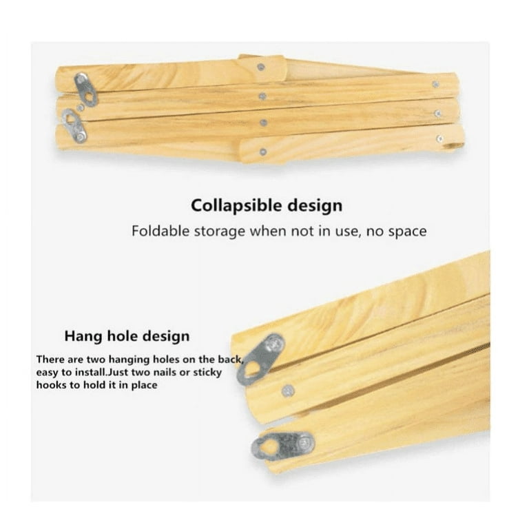 2 Pack 10 Hook Coat Hooks Wooden Expanding Accordion Style Wall Mounted Hook Wooden Pegs Folding Wall Hanger Stand for Cap Umbrella Coffee Mug Keys