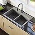 thumbnail image 3 of Karran Drop-In Quartz Composite 33 In. 1-Hole 50/50 Double Bowl Kitchen Sink In Grey, 3 of 4