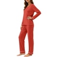 thumbnail image 7 of Ashirexll Pajamas for Women Set Solid Color Round Neck Loose Long Sleeve Top with Matching Pants Loungewear Set, 7 of 7