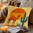 thumbnail image 6 of DIY Latch Hook Pillow Cover Kits Camel and Cactus with Sunset Stamped Handamade Pillowcase Crochet Yarn Hook and Latch Emboridery Throw Pillow for Home Sofa Decor 43x43cm(2), 6 of 8