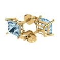 thumbnail image 2 of Clara Pucci 4Ct Blue Princess Cut VVS1 Push Back Stud 14k Solid hypoallergenic Gold Designer Earrings For April, 2 of 7