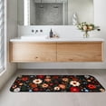 thumbnail image 4 of Floral Bathroom Rugs Large Long Bath Mat, Black Bathroom Runner Rug Non Slip Washable, Flower Rug Cute for Bathtub, 4 of 6