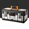 thumbnail image 1 of Caja de herramientas, contenedor sólido de gran espacio de doble capa para maletero de coche, garaje de casa 14 pulgadas Cola Caja de almacenamiento de caja de herramientas, 1 of 8