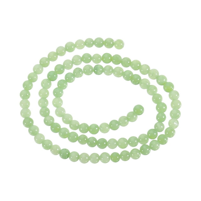 Unique Bargains 93 Pcs Perles en Pierre Naturelle 4mm Perles Rondes pour Fabrication de Bijoux Bracelet Collier DIY Vert Gazon