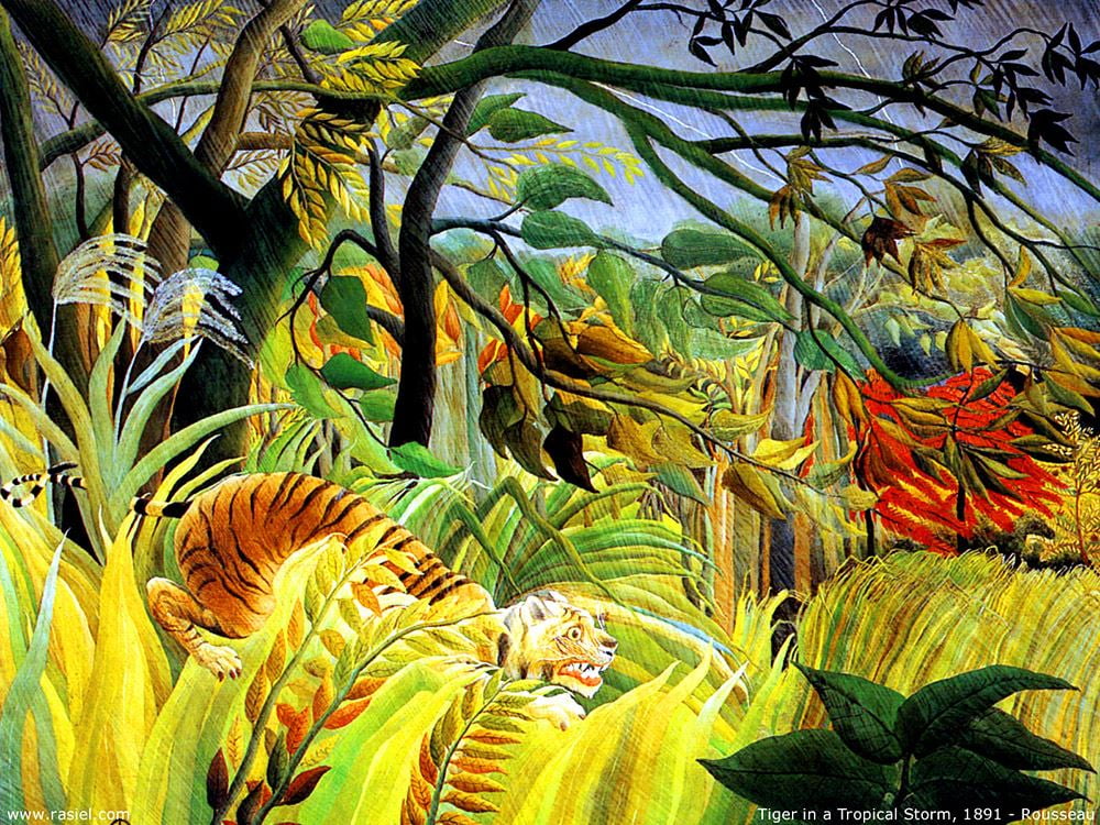 Henri Rousseau Tiger In A Tropical Storm Surprised 189120 Inch By 30 Inch Laminated Poster With