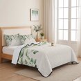 thumbnail image 5 of King Quilt Set 96''x106'', Eucalyptus Leaf Lightweight Bedspread Coverlet Set with 2 Pillow Shams, Watercolor Green Plant Vintage Country Breathable All Season Quilt Bedding for Bedroom/Guest Room, 5 of 9