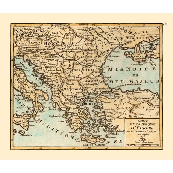 Historic Map - Turkey in Europe - Robert 1748 - 27.09 x 23 - Vintage Wall Art