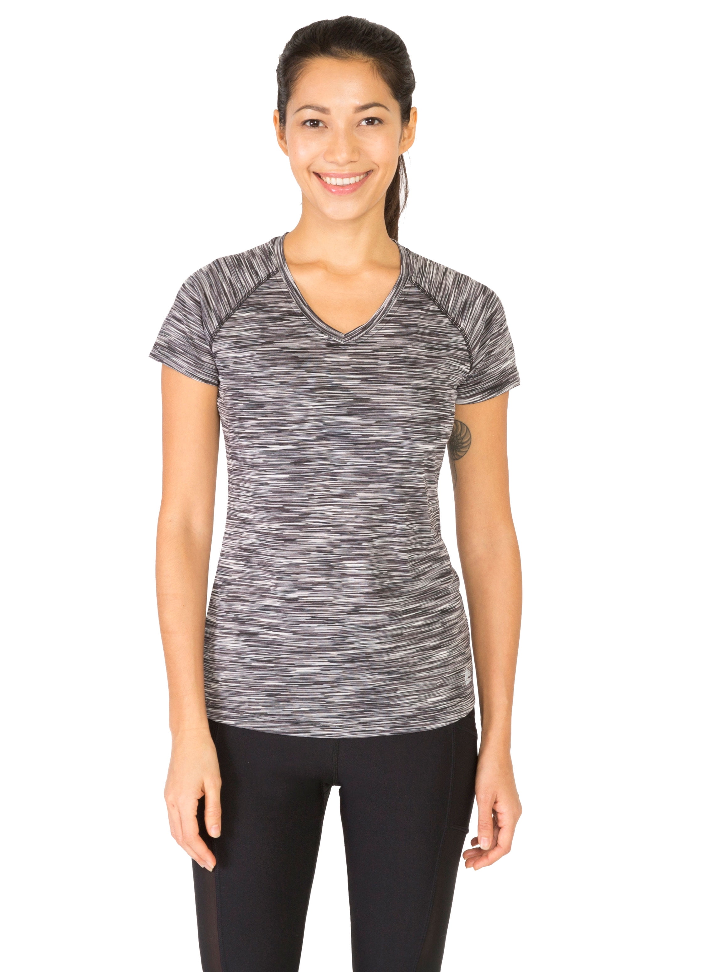 RBX Active Women's Space Dye Short Sleeve VNeck Tee Shirt