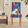 thumbnail image 4 of Yayeee 4 Pack Dining Chair Covers Stretch Parson Chairs Slipcovers Seat Protector, Vibrant Stained Glass Pattern, 4 of 6