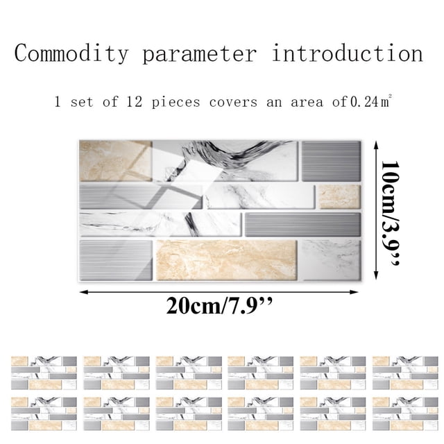 JJKBVCLO Decoration Adhesive Crystal Wall Tile Stickers 1PC Kitchen Sticker 2D Bathroom Self Sticker Wall Tile ArtsCrafts & Sewing