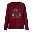 thumbnail image 4 of asdoklhq Christmas Clearance Clothing Under $5.00,Women's Fashion Printed Loose T-Shirt Long Sleeves Blouse Round Neck Casual Tops, 4 of 4