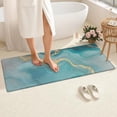 thumbnail image 4 of Blue Gold Marble Pattern Bathroom Rugs Mat,Non Slip Microfiber Bathroom Rug,Rubber Backing,Soft Bathroom Mats for Bathroom Floor,Tub and Shower,60x24in(150x60cm), 4 of 5