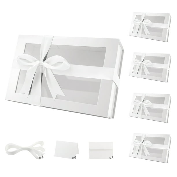 PACKHOME Gift Boxes with Window, 5 Large White Birthday Boxes with