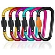 6pcs Upgraded D-Ring Locking CarabinerSpring-Loaded Gate Hook Carabiner Clipslight but strongAluminum Key Carabiner Clip for Outdoor, Camping, Hiking, Fishing, Home RV, Travel