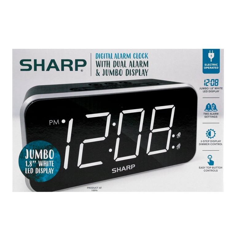 SHARP Dual Alarm Digital Clock with Battery Electric Backup, Jumbo