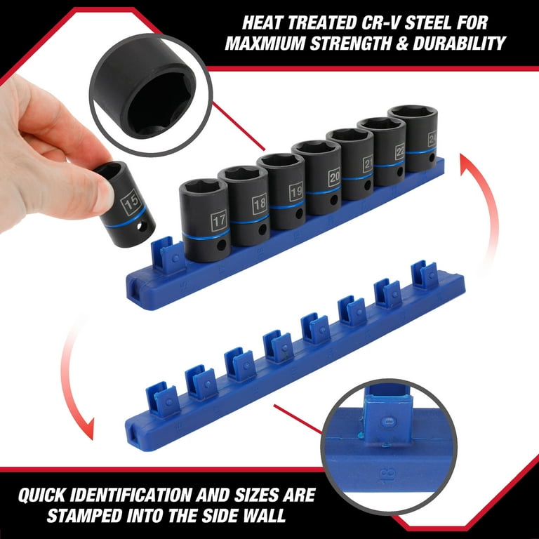 y　US9 Hyper Tough 9-Piece 1/2-Inch Drive Impact Socket Set MM
