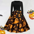 thumbnail image 2 of Halloween Dresses For Women Stylish Printed Gown Festive Celebrations Casual Party Long Sleeve A-Line Fall Outfit, 2 of 2