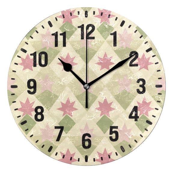 Yayeee 10" Wall Clock Battery Operated Quartz Round Silent Non-Ticking Home Decor, Pastel Green Geometric