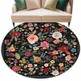 thumbnail image 2 of Watercolor Flowers Round Area Rug 7 FT, Non Slip Living Room Area Carpet, Farmhouse Floral Vintage Black Washable Soft Circular Rug Non-Shedding Floor Carpet for Bedside Office Play Room Classroom, 2 of 9