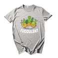 thumbnail image 3 of Pompotops T-Shirt Mode Femme Imprimé Cactus Col Rond Manches Courtes Blouse, 3 of 3