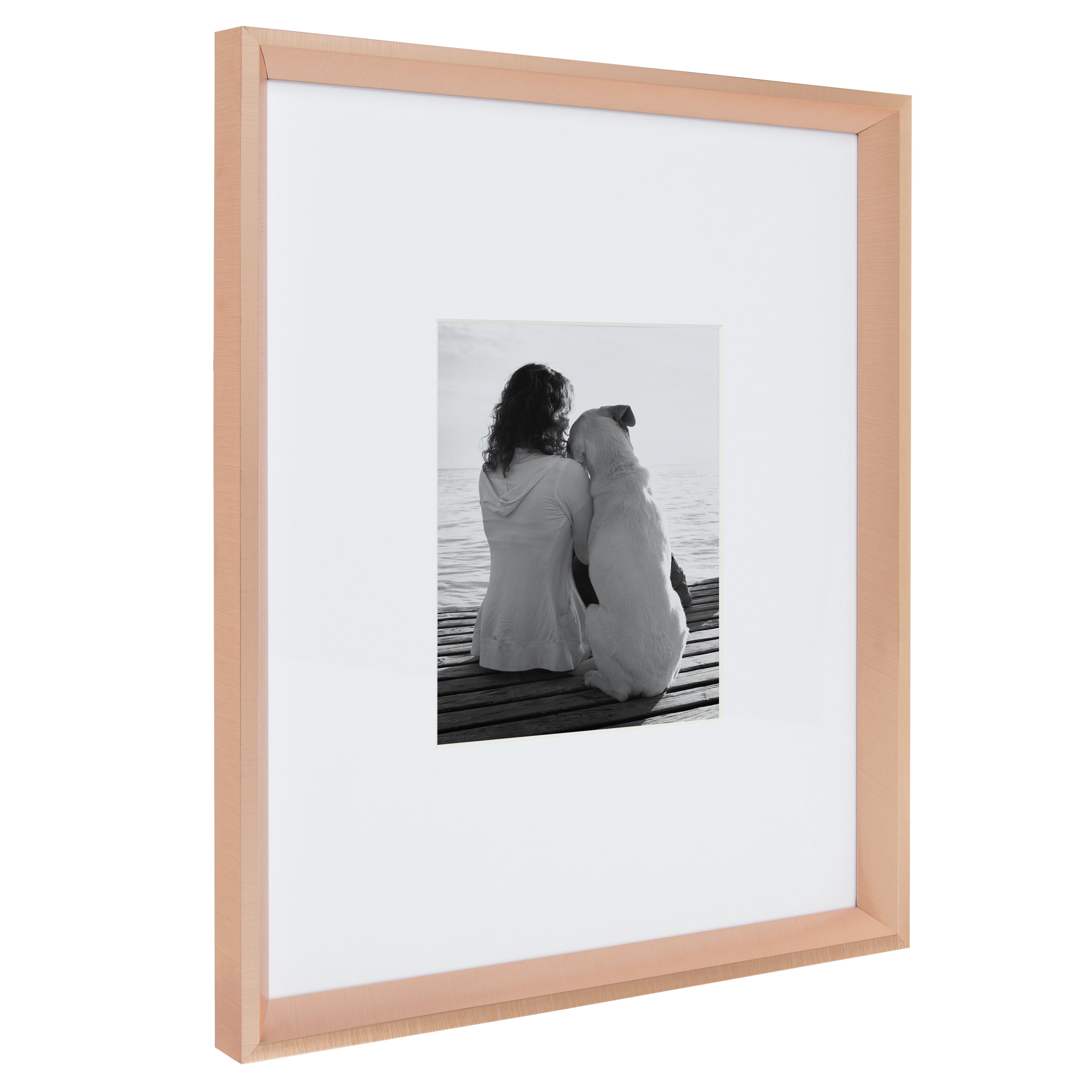 Kate and Laurel Calter Modern Wall Picture Frame Set, Rose Gold 16x20 matted to 8x10, Pack of 3