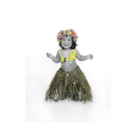 Hula Dancers - Little Girl Dressed as Hula Dancer Print Wall Art By Nora Hernandez
