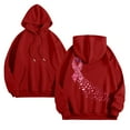 thumbnail image 4 of GEWSEY Women Hoodies Cancer Awareness Support Pink Ribbon with Butterfly Graphic Top Sweatshirt (Red, L), 4 of 5