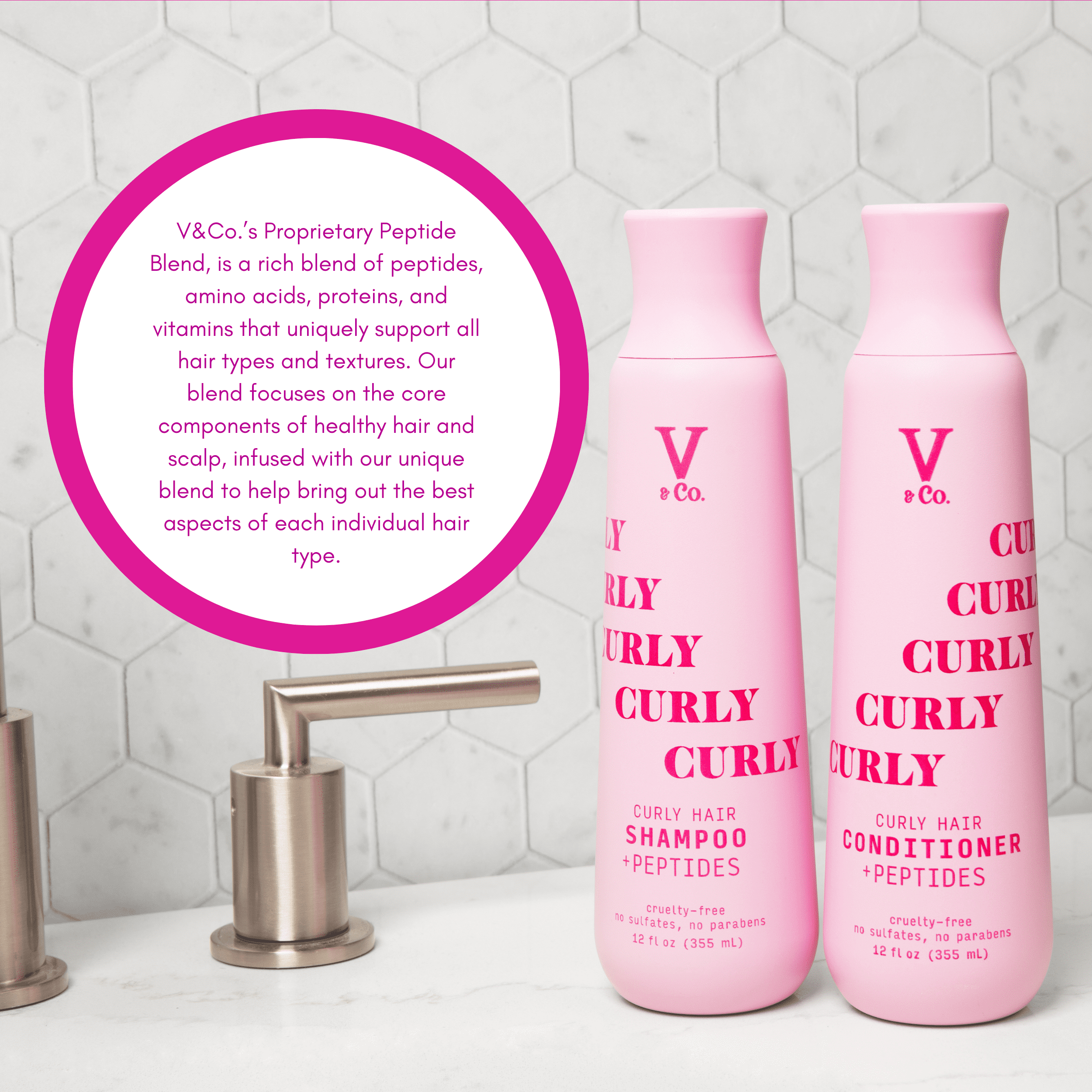 Shop V&Co. Beauty Curly Hair Moisturizing Conditioner with Peptide  Technology, 12 oz - Great Prices Await - Walmart.com