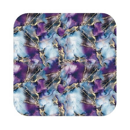 

Coaee Purple Marble Texture Print Leather Coasters Set of 6 Non-Slip Washable Cup Coasters for Home Office Bar Square