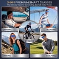 thumbnail image 3 of Wiher AI Smart Camera Glasses, Outdoor Sports Glasses with 4K 8MP 1200P HD Anti-Shake Camera Sunglasses for Men and Women, for Outdoor Sports Cycling Hiking Skiing(Blue), 3 of 8