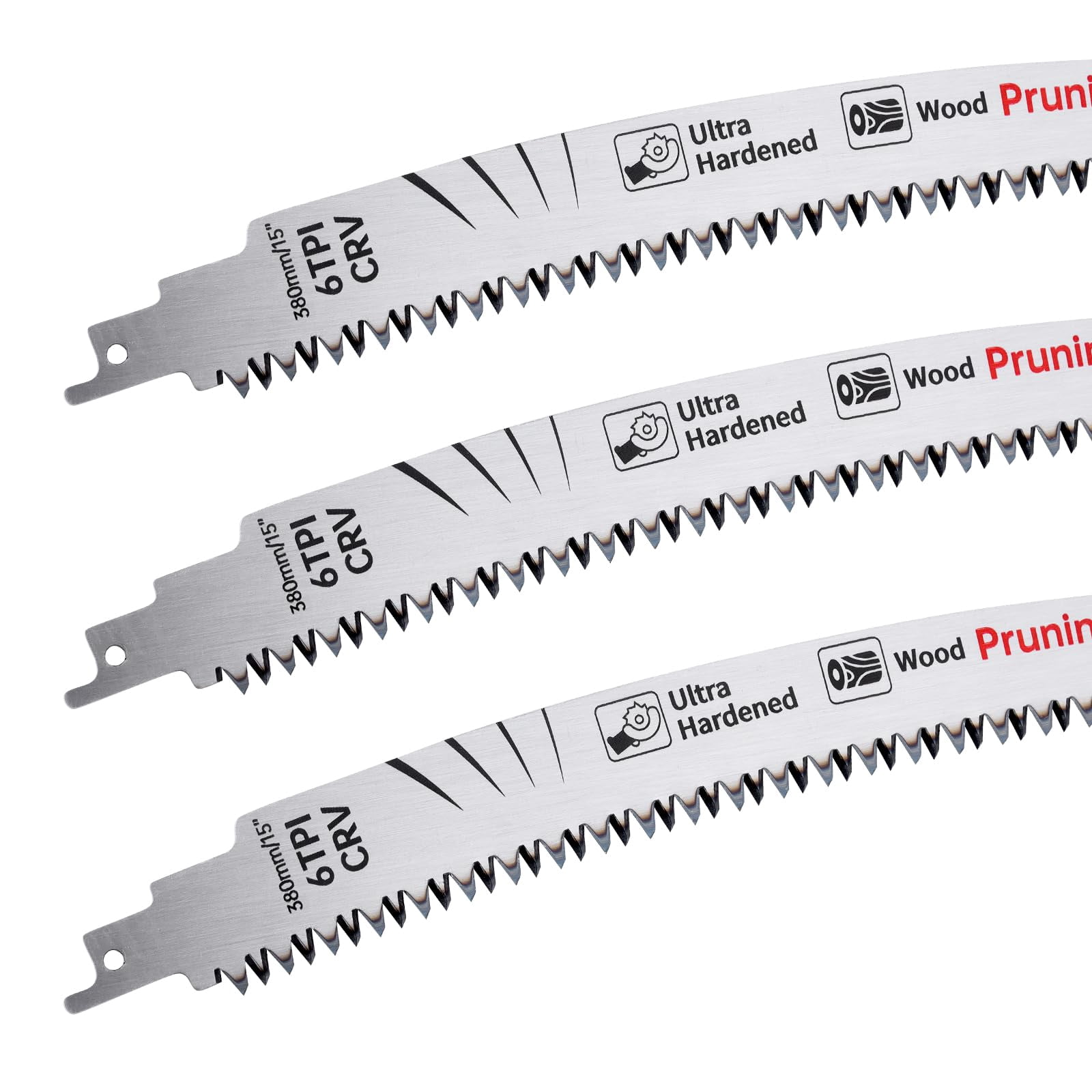 15-Inch Japanese Teeth Reciprocating Saw Blades, 6TPI for Wood & Tree Cutting, 3 Pieces