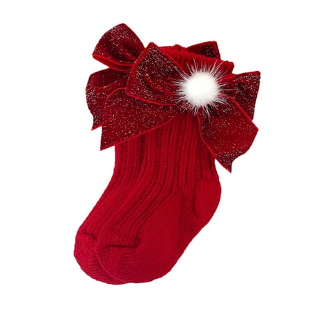 

Baby Shoes Children Socks Christmas Cartoon Glittering Bow Knitting Wool Socks