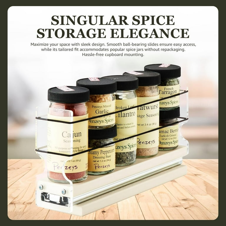 Vertical Spice Narrow Spice Rack – Sliding Spice Jars Organizer