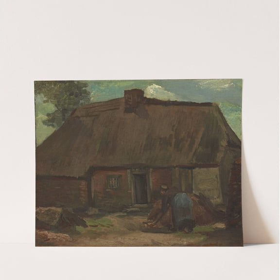 Cottage with Peasant Woman Digging - Vincent Van Gogh Artwork - livingroom bedroom office dining room - 8x10 - High Quality Wall Art Poster Print Decor - UNFRAMED