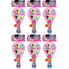 JA-RU Disney Minnie Mouse Paddle Ball with String + Sticker (6 Units) Quality Paddle Balls Classic Game Toy for Grirls | W-Minnie-7802-6