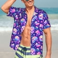 thumbnail image 5 of KLL Men's Hawaiian Shirt Short Sleeve Button Down Beach Shirts-colorful mushroom Skull rainbow, 5 of 5