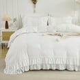 thumbnail image 2 of Ruffle Comforter Set Queen Size,Shabby Chic Boho Bedding Sets, Soft Fluffy Comforter Sets for All Season,Vintage Ruffled 3 Pcs Microfiber Lightweight Quilt Set for Home Decor, 2 of 11