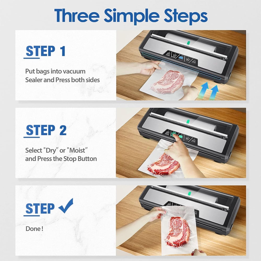 Vacuum Sealer Machine, 80Kpa Automatic Food Sealer with Multiple Modes,Built-in Cutter,2 Rolls of Vacuum Seal Bags Included