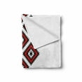 thumbnail image 2 of Tribal Soft Flannel Fleece Throw Blanket, Native Design American Style Zig Zag Aztec Motifs Ornaments Image, Cozy Plush for Indoor and Outdoor Use, 60" x 80", Vermilion and White, by Ambesonne, 2 of 6