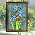 thumbnail image 4 of CHLOE Lighting BLUE IRIS Floral Tiffany-Style Stained Glass Verical Hanging Window Panel 25" Tall, 4 of 9