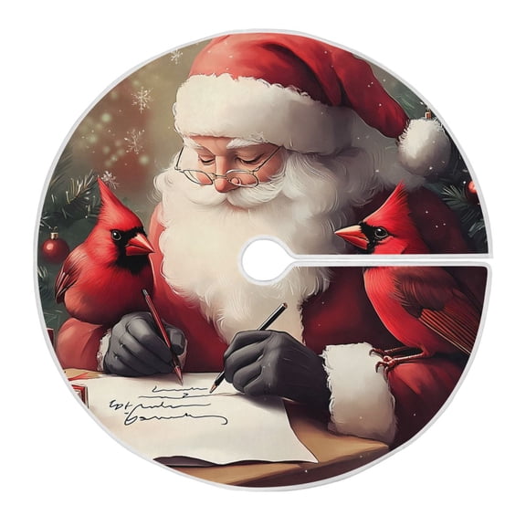 Ryvnso Christmas Tree Skirt Santa Writing with Cardinal Xmas Tree Skirts Ornament Home Decorations 35.4"