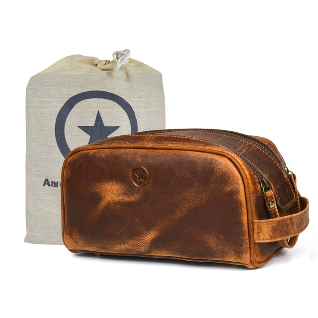 Bolsa de viaje para artículos de aseo Aaron Leather Goods Premium Leather