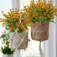 thumbnail image 3 of 8 Bundles Artificial Flowers Outdoor UV Resistant Fake Plastic Camellia Flowers Faux Greenery Shrubs Indoor Outside Home Office Wedding Garden Décor(Orange), 3 of 7