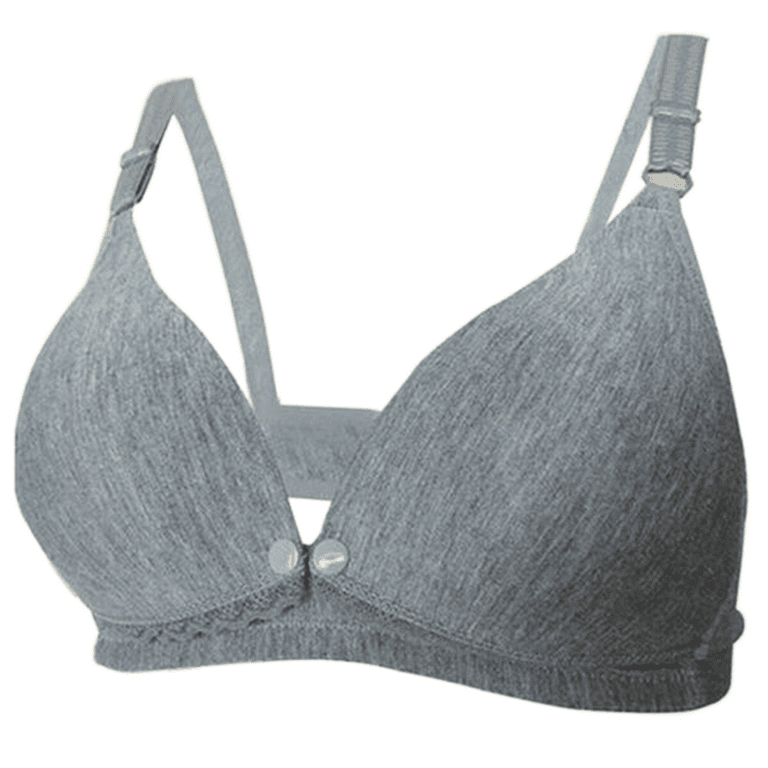 Front buckle without steel ring bra large size Underwear ladies seamless  brassiere lace breastfeeding lingerie woman 177 gray M 34/75BCD