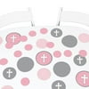 Little Miracle Girl Pink & Gray Cross - Baby Shower Party Giant Circle Confetti - Baptism Decorations - Large Confetti 27 Count