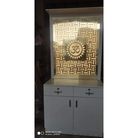 Large Pooja Mandir For Home And Office With LED Lights / Customized Desginer Mandir / White Acrylic High Gloss Cabinet Storage Pooja Ghar