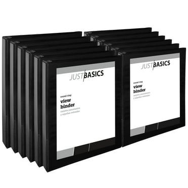 Just Basics Round-Ring View Binder, 1" Rings, 61% Recycled, Black, Pack Of 12 Binders